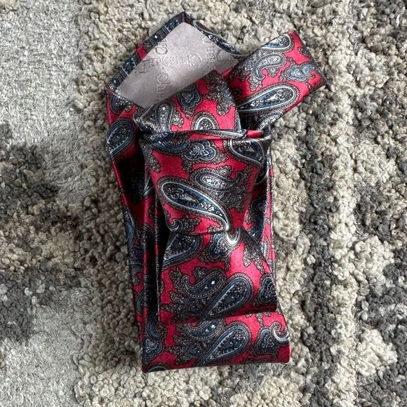 Christian Dior Red Paisley All Silk Tie Vintage